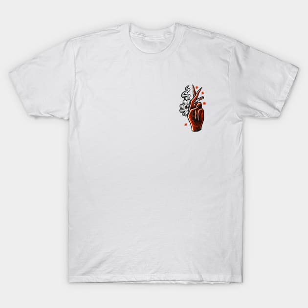 Smoking Hand T-Shirt by sebrodbrick